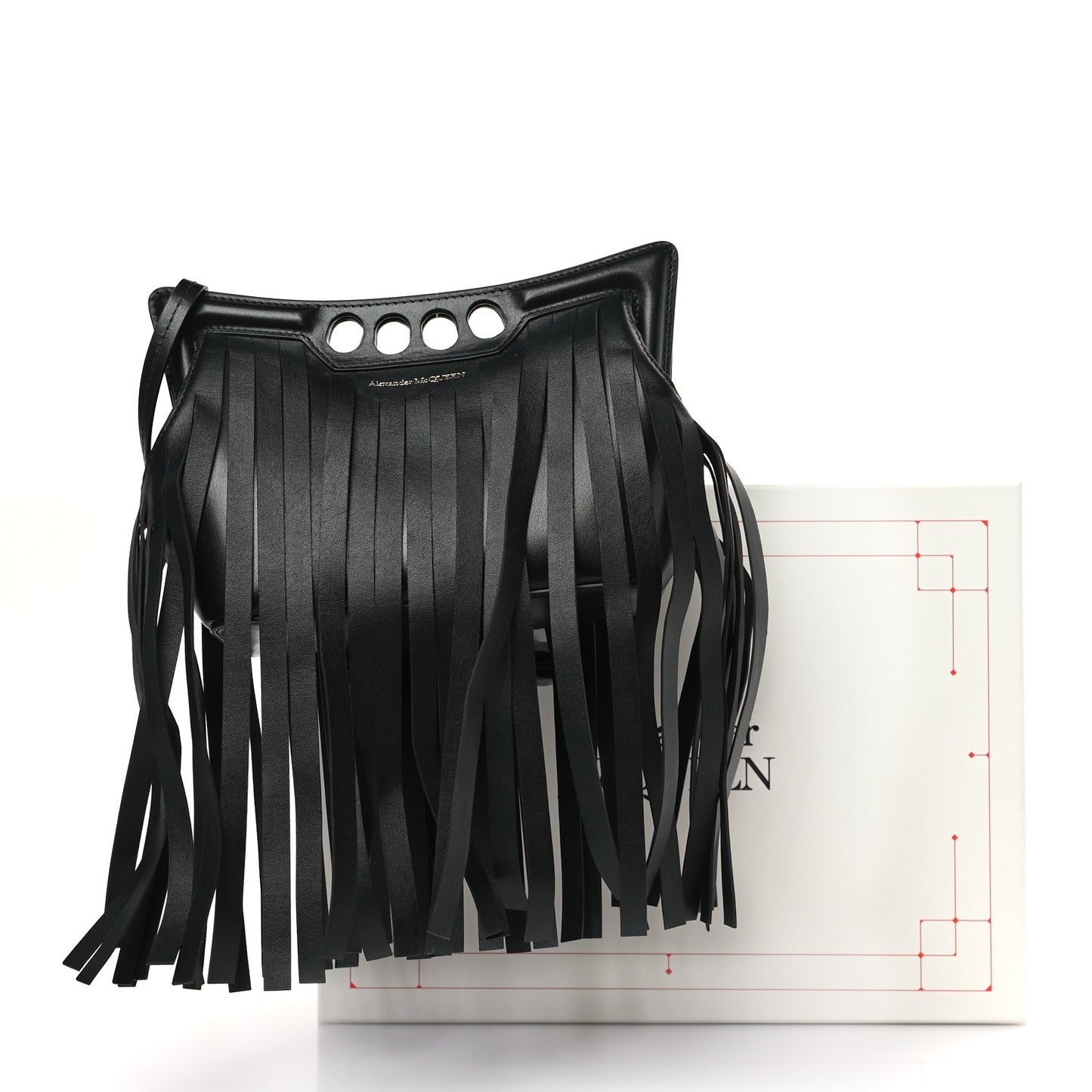 Calfskin Fringe Mini The Peak Crossbody Bag Black