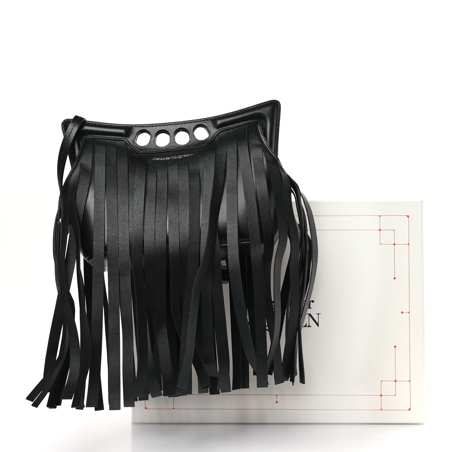 Alexander McQueen Calfskin Fringe Mini The Peak Crossbody Bag Black 10 of 10