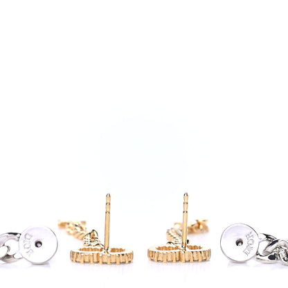 Christian Dior Pearl Crystal Star Dangle Chain Earrings Gold 3 of 5