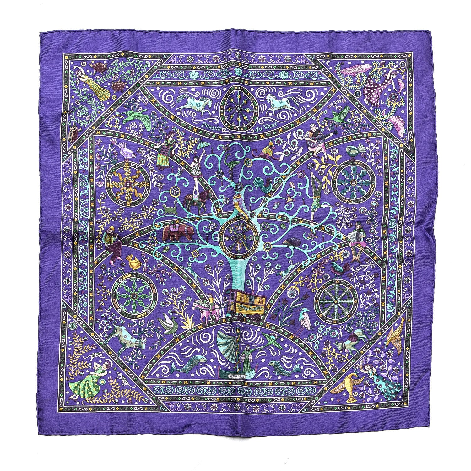 Hermes Silk Peuple Du Vent Pocket Square 1 of 5