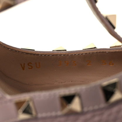 Valentino Garavani Pebbled Calfskin Rockstud Ankle Strap Pumps 36 Poudre 8 of 8
