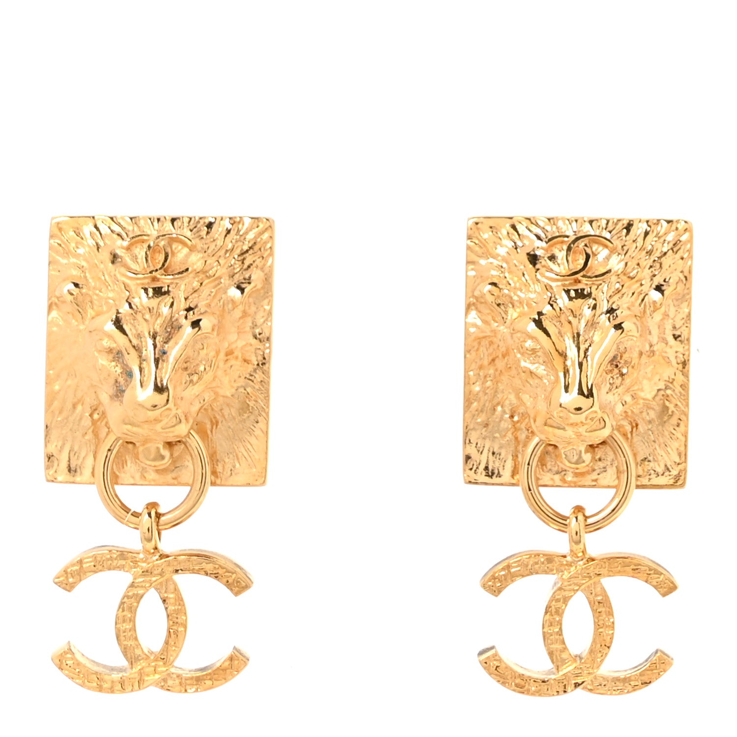 Chanel Metal CC Lion Earrings Gold 1 of 5