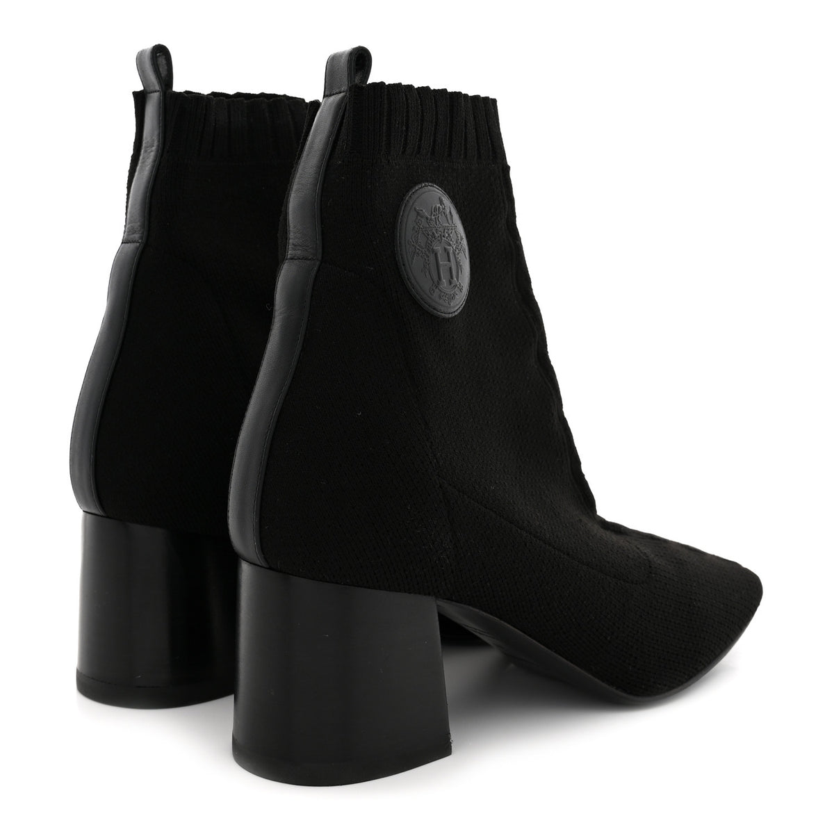 Knit Calfskin Volver 60 Ankle Boots 38 Black