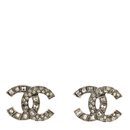 Chanel Baguette Crystal CC Earrings Silver 1 of 5