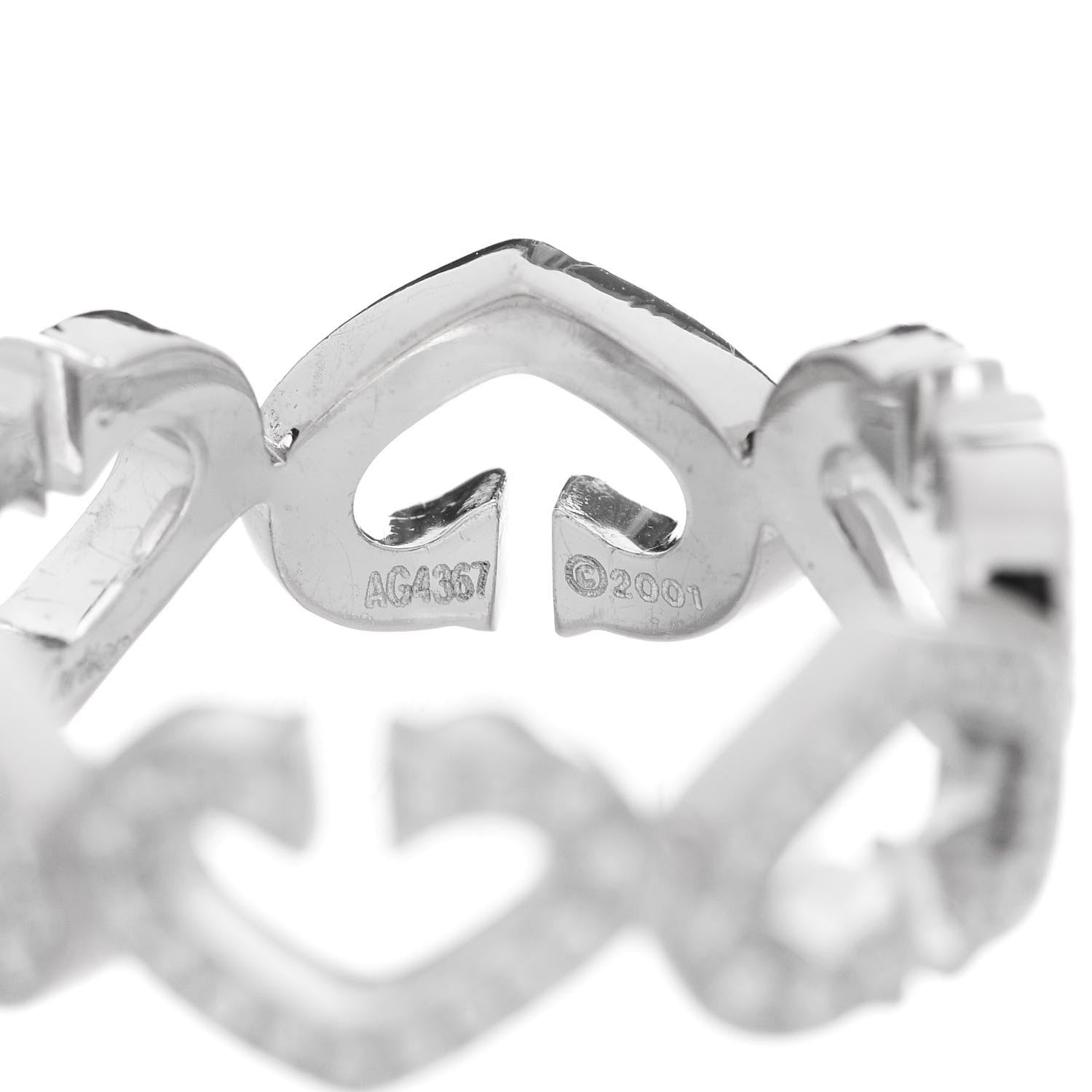 Cartier 18K White Gold Diamond Hearts and Symbols Paved Ring 54 6.75 4 of 6