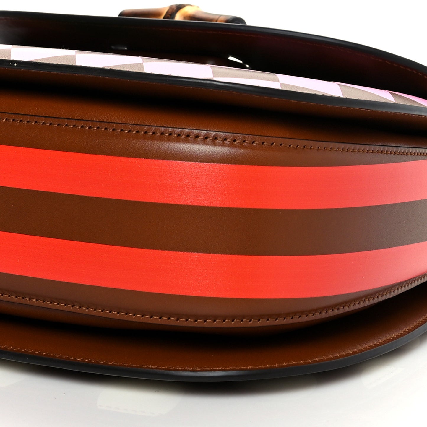 Calfskin Geometric Print Medium Bamboo 1947 Top Handle Bag Brown