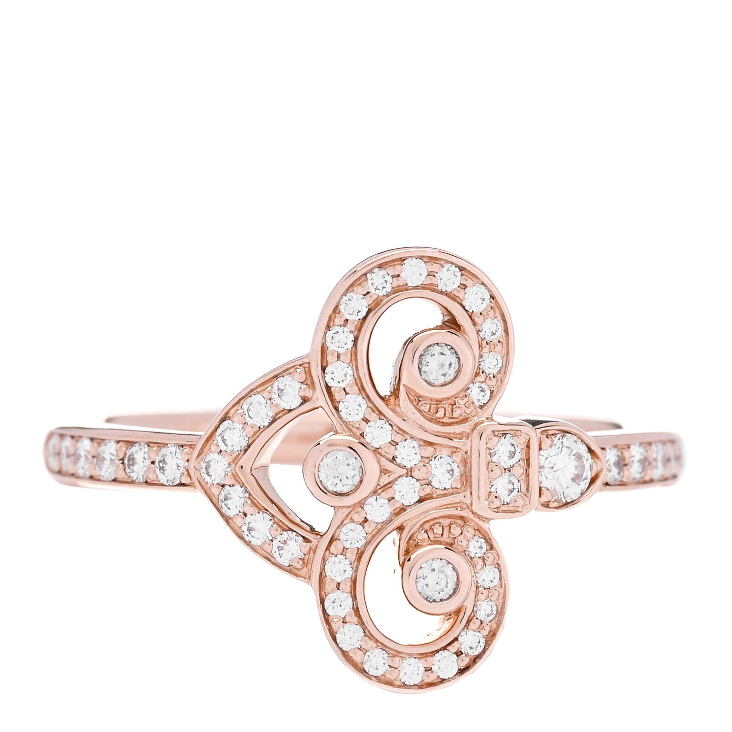 18K Rose Gold Diamond Fleur de Lis Ring 53 6.25