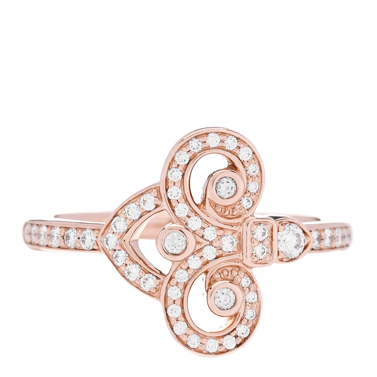 Tiffany 18K Rose Gold Diamond Fleur de Lis Ring 53 6.25 1 of 5