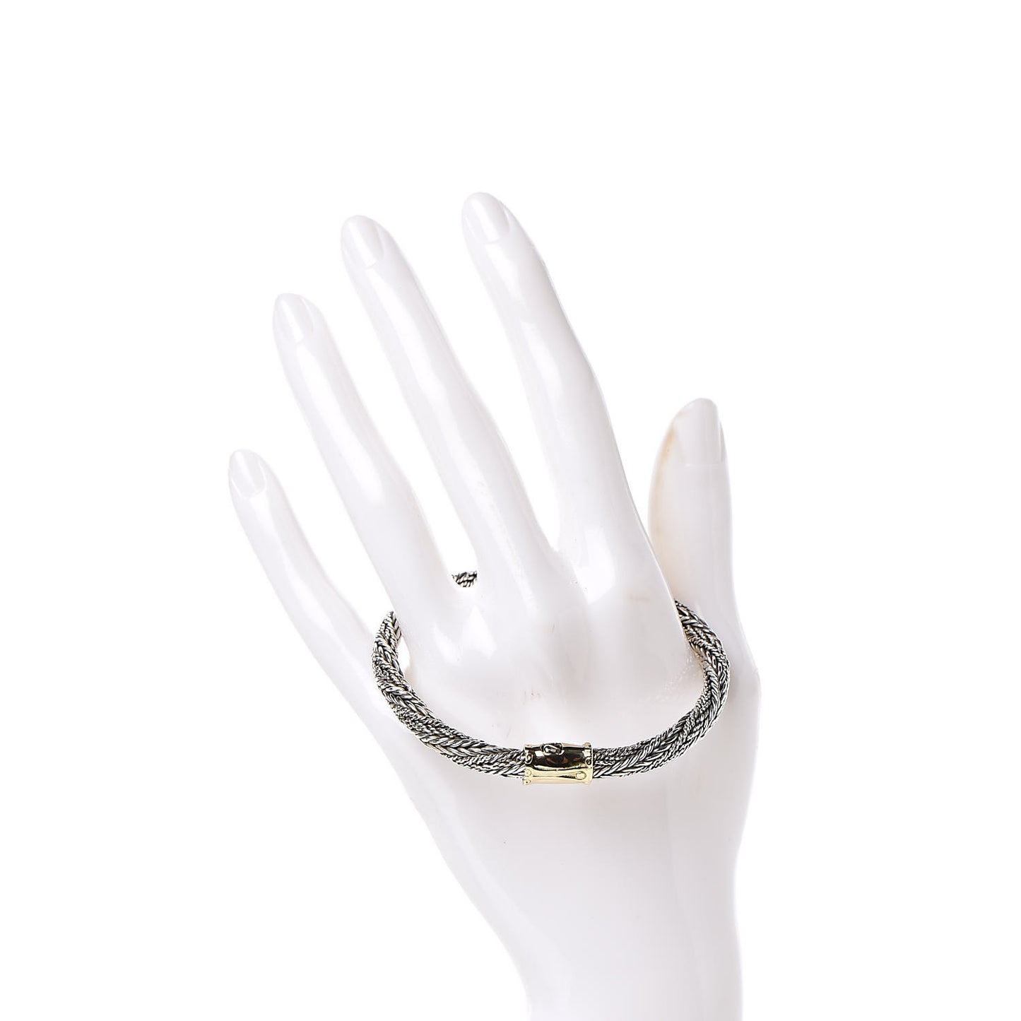 Sterling Silver 18K Yellow Gold 6.5mm Bamboo Twisted Chain Bracelet