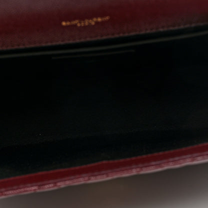 Saint Laurent Grain De Poudre Textured Mixed Matelasse Medium Triquilt Monogram Satchel Rouge Legion 5 of 9