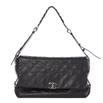 Chanel Grained Calfskin Stitched Medium Braided With Style Flap Black 1 of 10