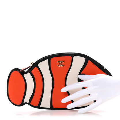 Chanel Lambskin Clownfish Clutch Orange White Black 2 of 8