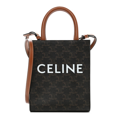 Celine Triomphe Canvas Calfskin Mini Vertical Cabas Tan 1 of 7