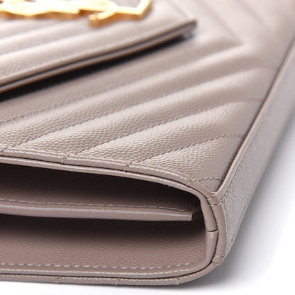 Saint Laurent Grain De Poudre Matelasse Chevron Monogram Chain Wallet Fard 11 of 15