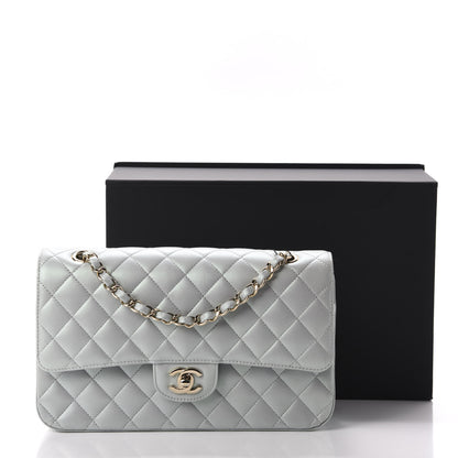 Chanel Iridescent Lambskin Quilted Medium Double Flap Light Blue 11 of 11