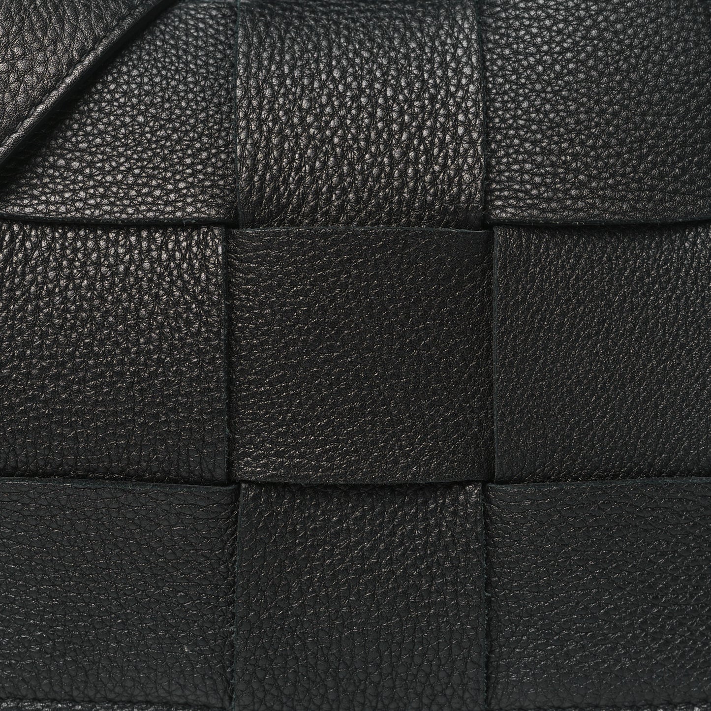 Grained Calfskin Maxi Intrecciato Cassette Crossbody Bag Black