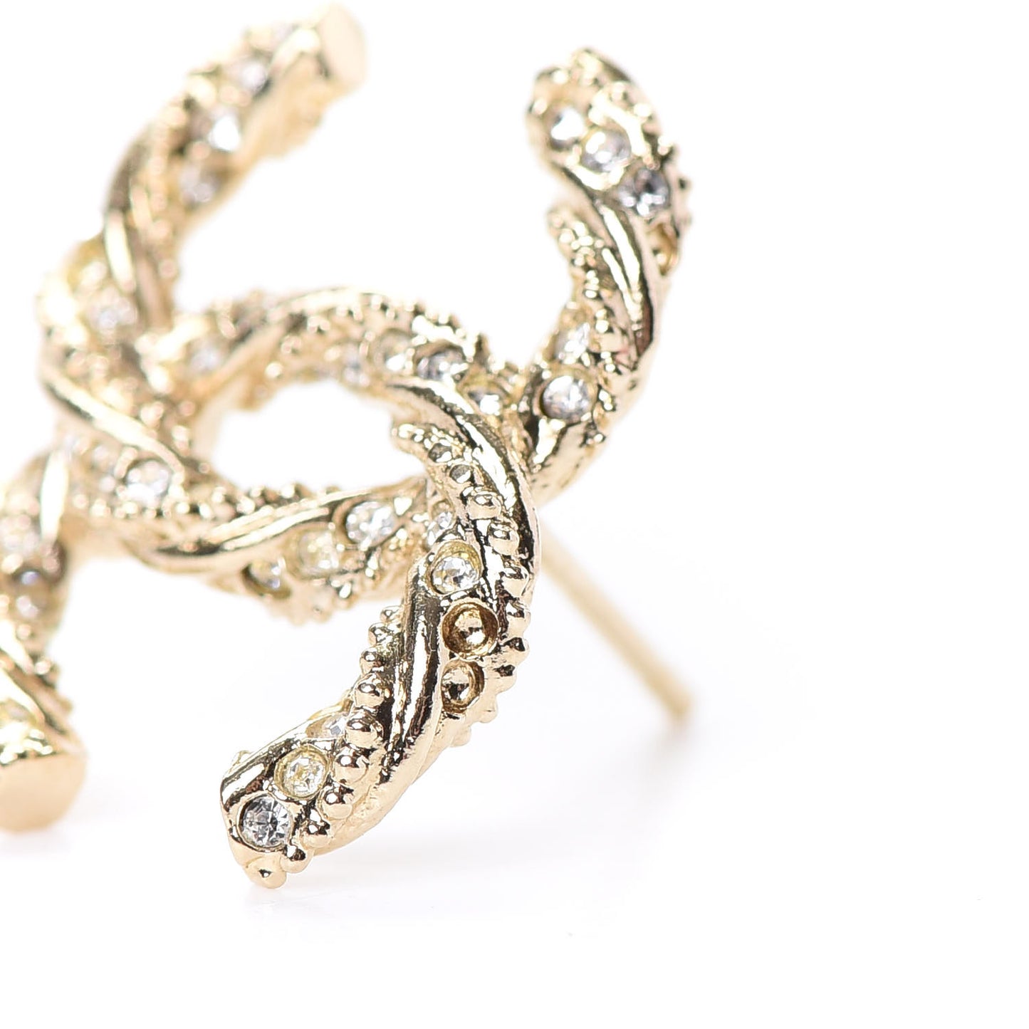 Crystal Twisted CC Earrings Gold