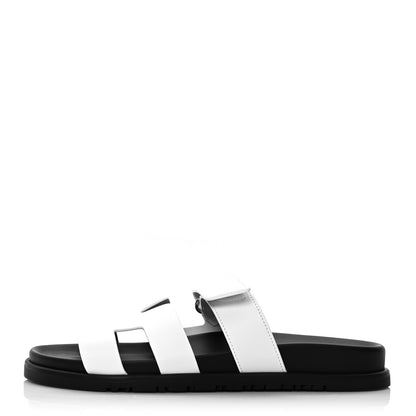 Hermes Calfskin Womens Chypre Sandals 38 White 1 of 9