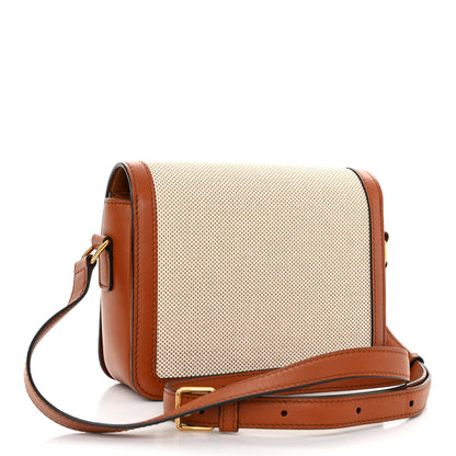 Celine Textile Natural Calfskin Teen Triomphe White Tan 3 of 9