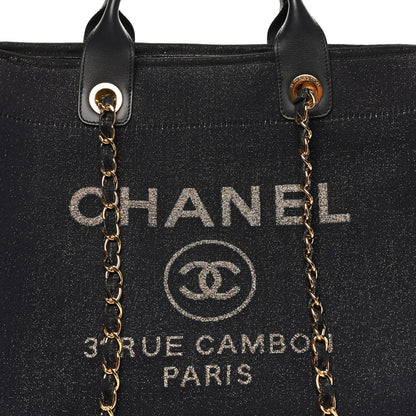 Chanel Lurex Canvas Medium Deauville Tote Navy Blue Gold 7 of 10