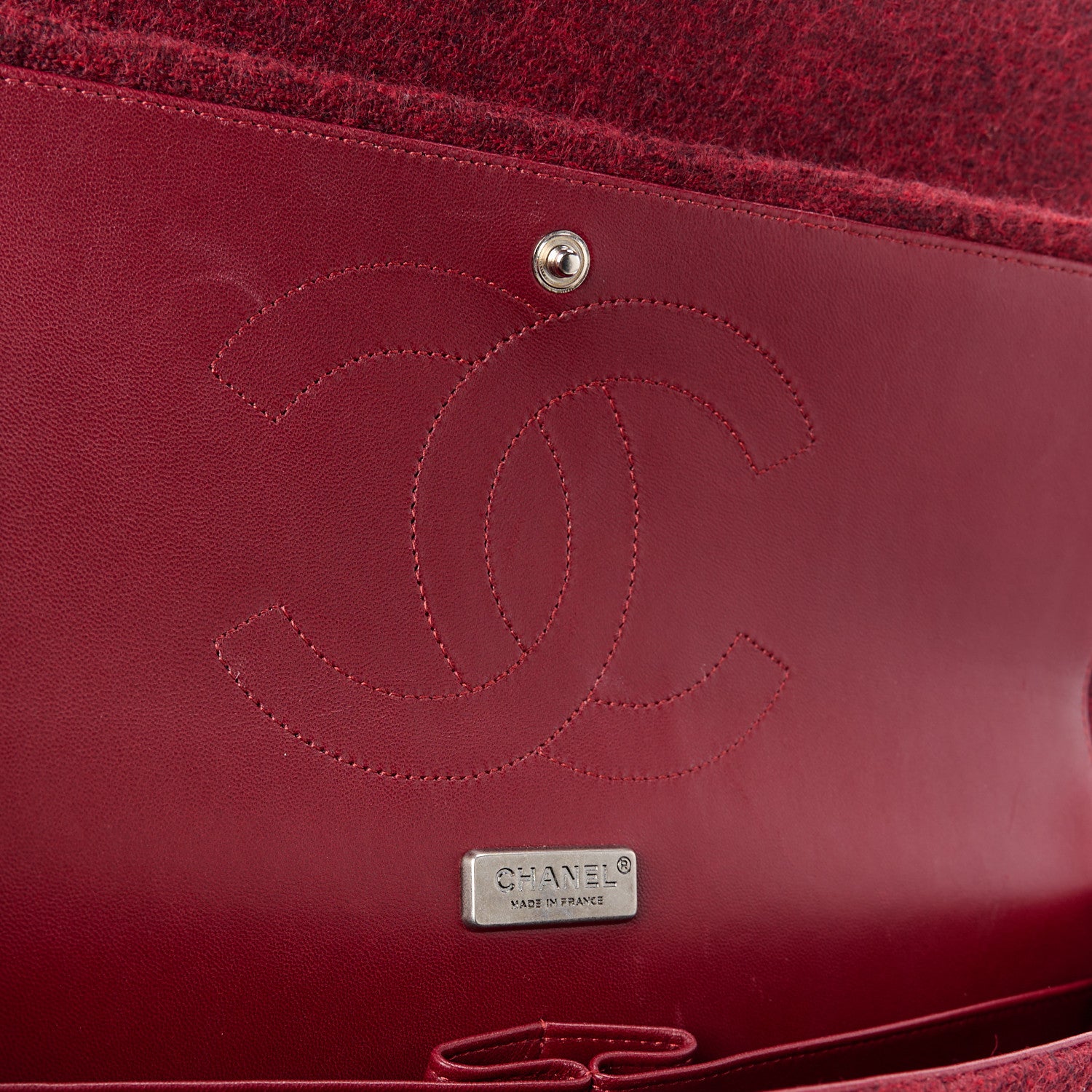 Chanel Felt Flower Embroidered Jumbo Double Flap Burgundy Multicolor 6 of 11