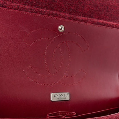 Chanel Felt Flower Embroidered Jumbo Double Flap Burgundy Multicolor 6 of 11