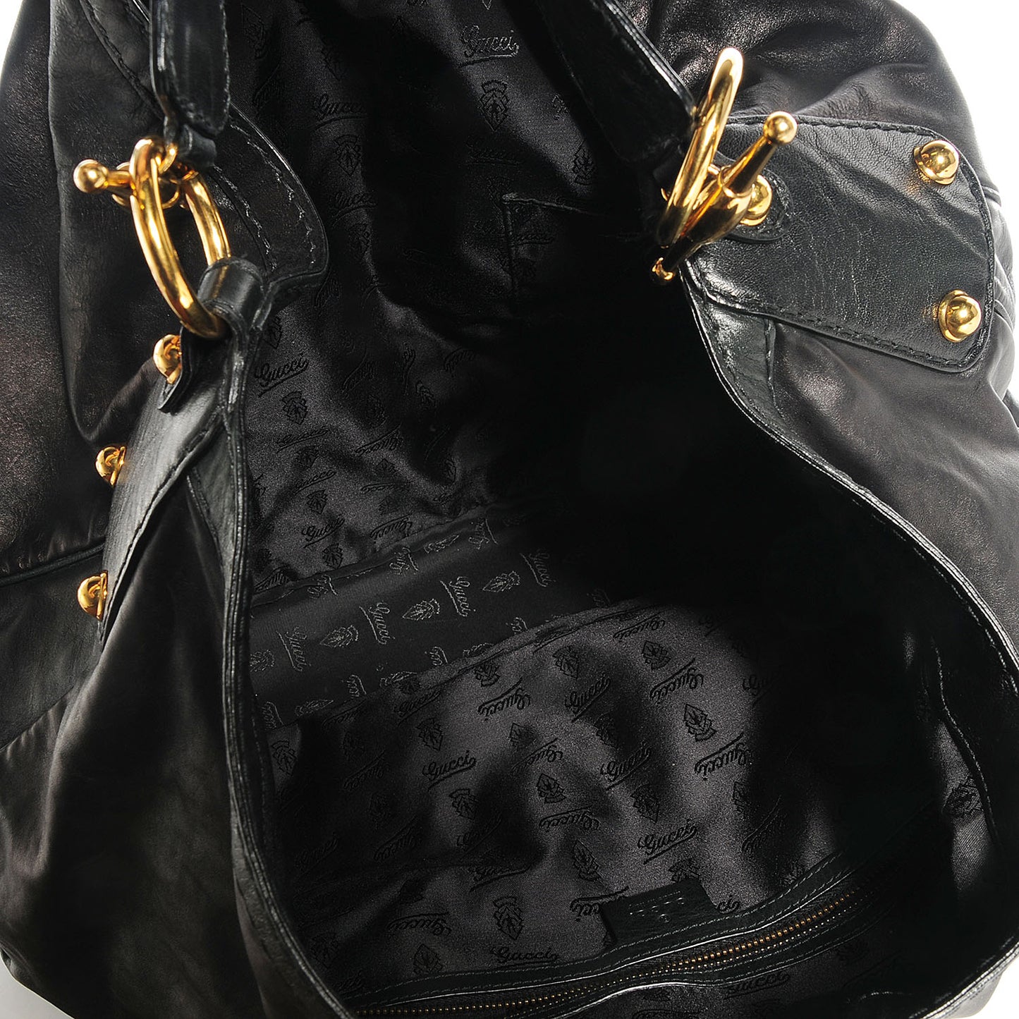 Leather Large Jockey Hobo Black