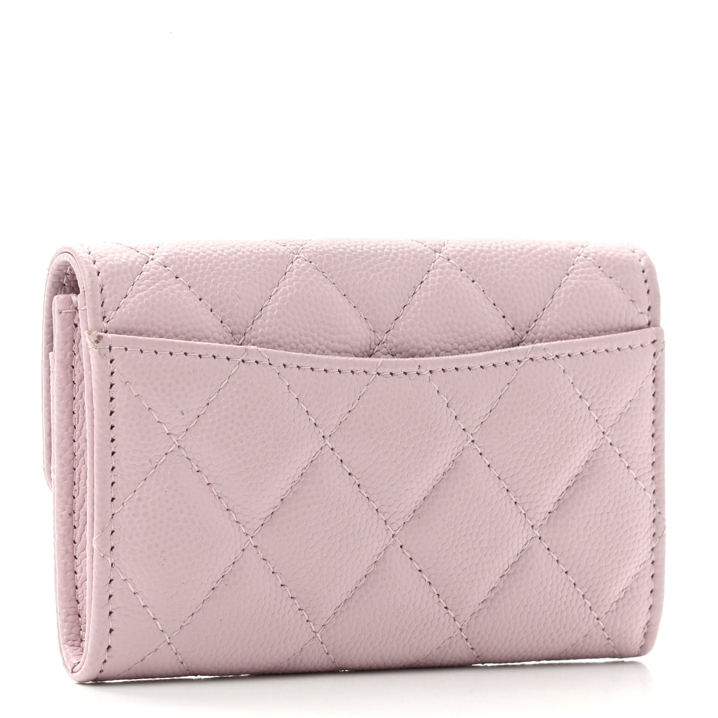 Caviar Quilted Flap Card Holder Wallet Light Pink
