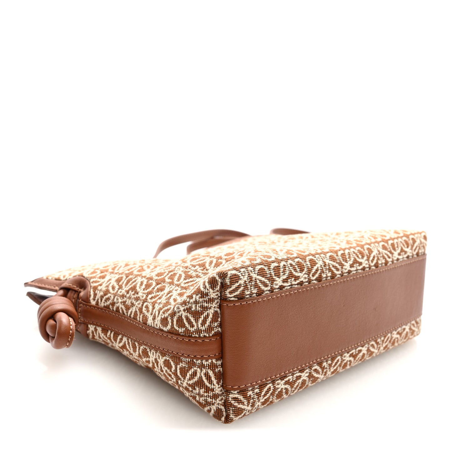 Jacquard Anagram Calfskin Mini Flamenco Knot Clutch Tan Pecan