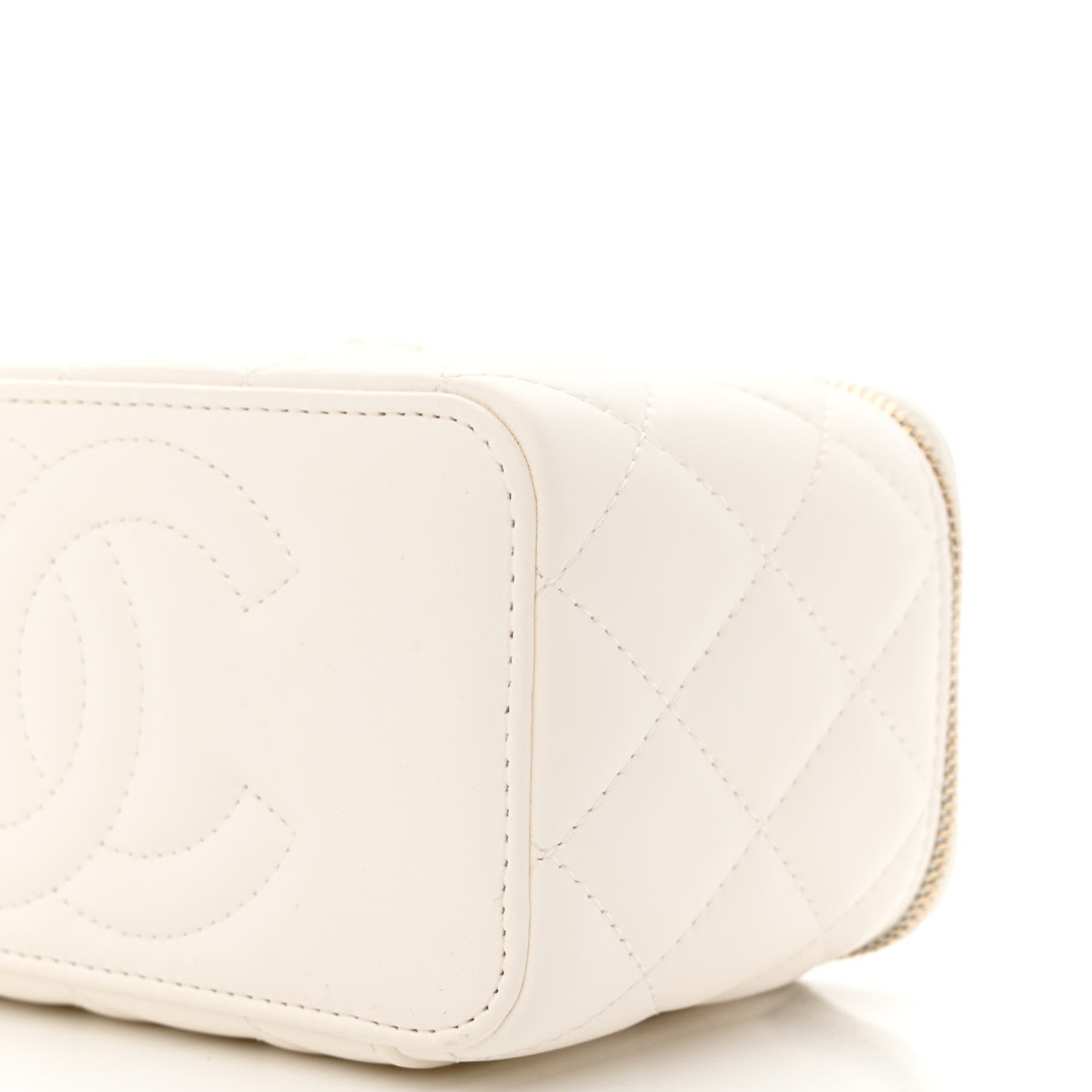 Chanel Lambskin Quilted Pearl Crush Small Vanity Case With Chain White 10 of 12