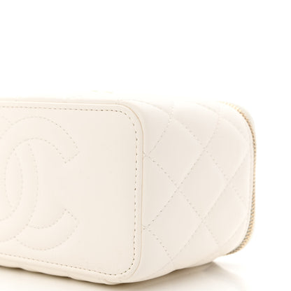 Chanel Lambskin Quilted Pearl Crush Small Vanity Case With Chain White 10 of 12
