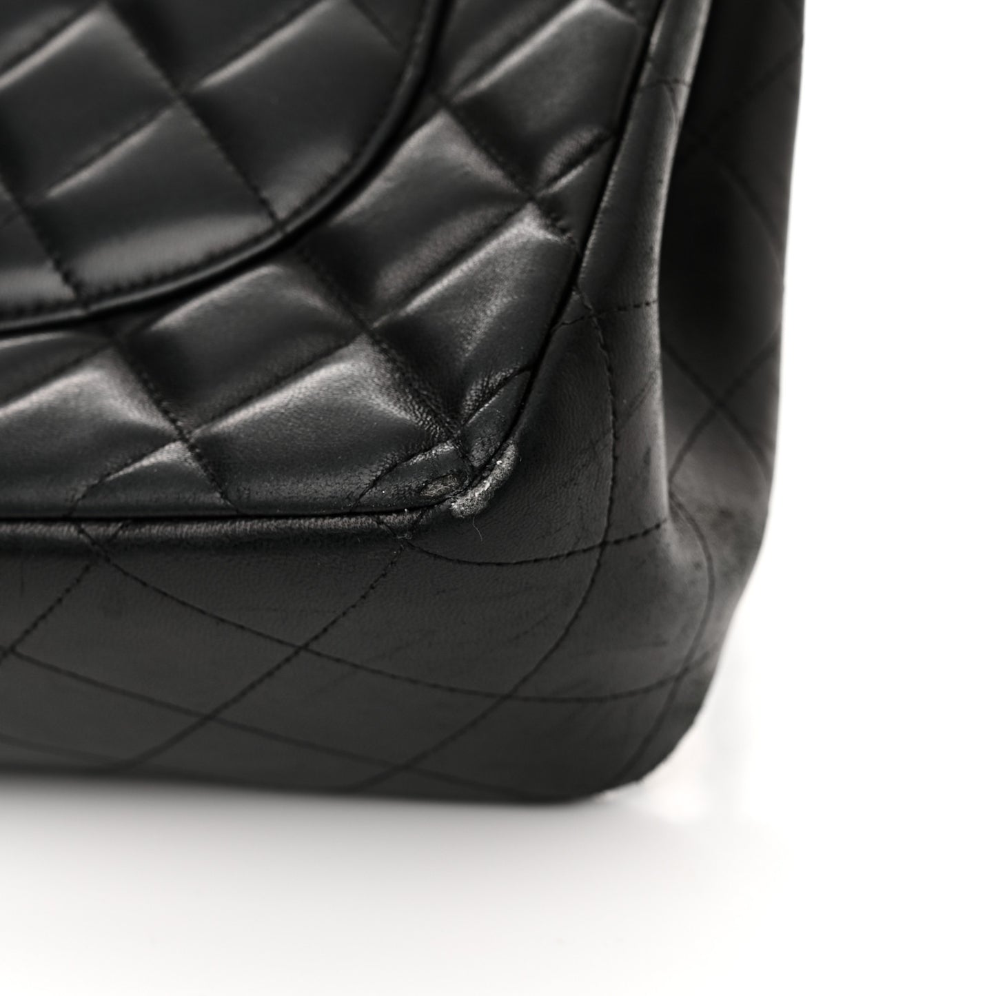 Lambskin Quilted Jumbo Double Flap Black