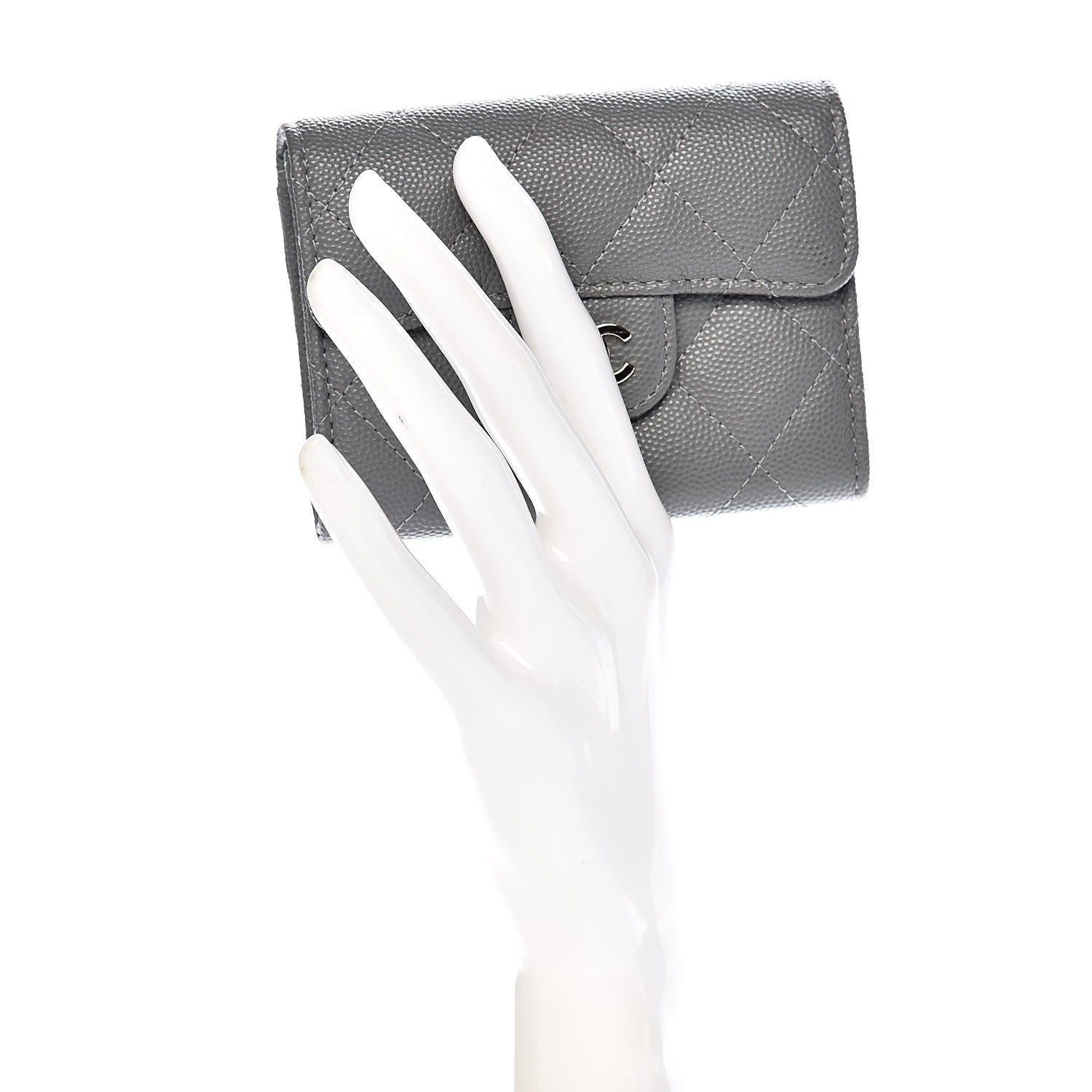 Chanel Caviar Quilted Flap Card Holder Wallet Dark Grey 2 of 8