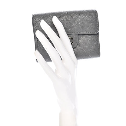 Chanel Caviar Quilted Flap Card Holder Wallet Dark Grey 2 of 8