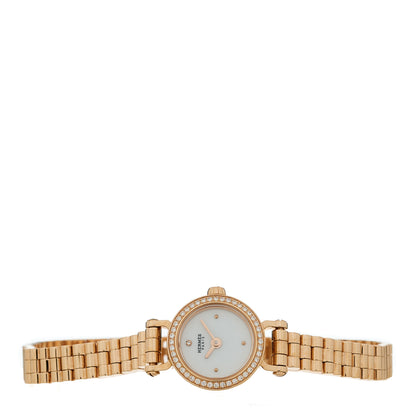 Hermes 18K Rose Gold Diamond Bezel 16mm Faubourg Quartz Watch 2 of 4