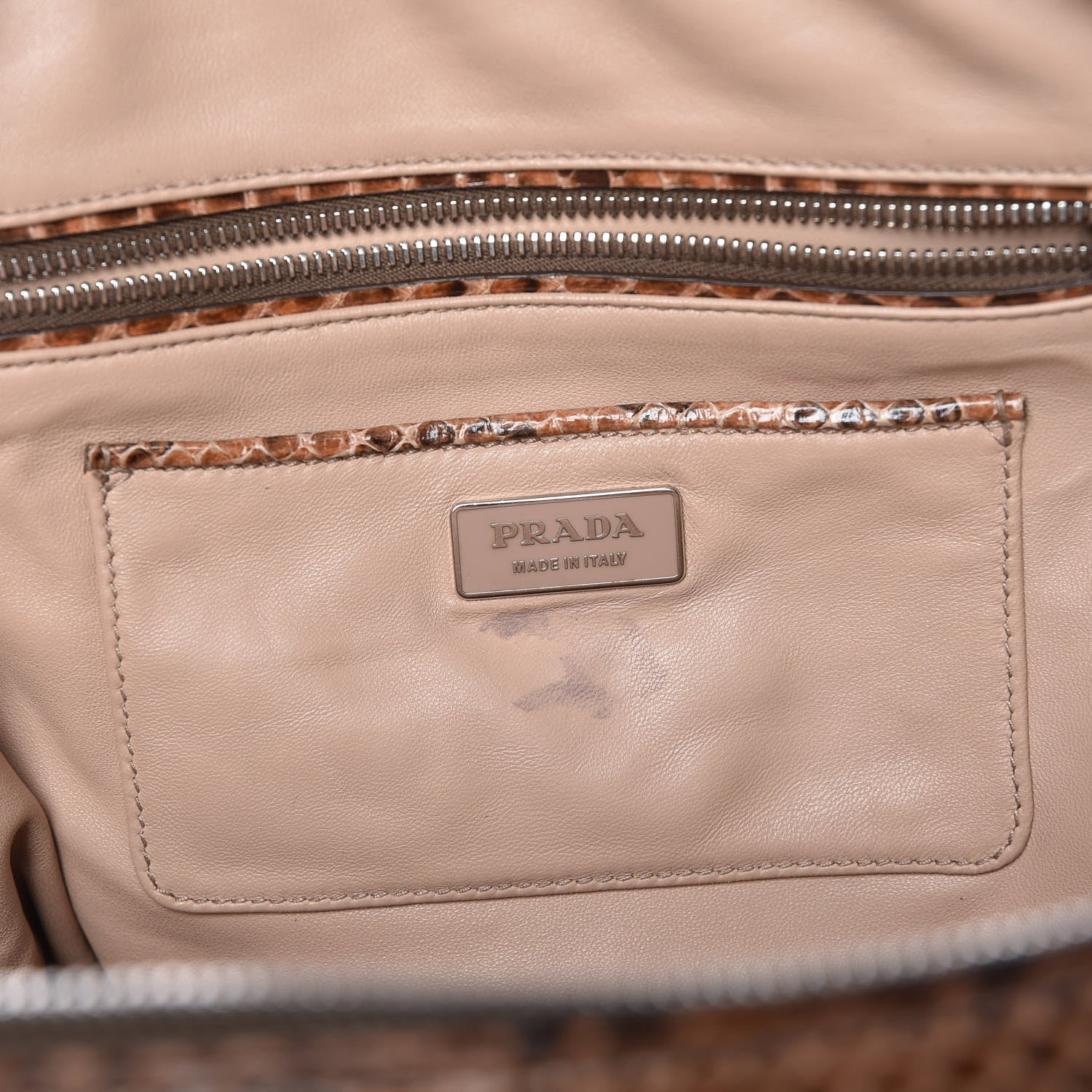 Prada Shiny Python Bauletto Tote Brandy 6 of 11