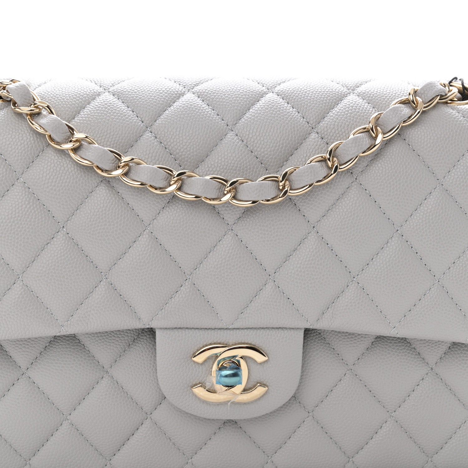Chanel Caviar Quilted Medium Double Flap Grey 8 of 10