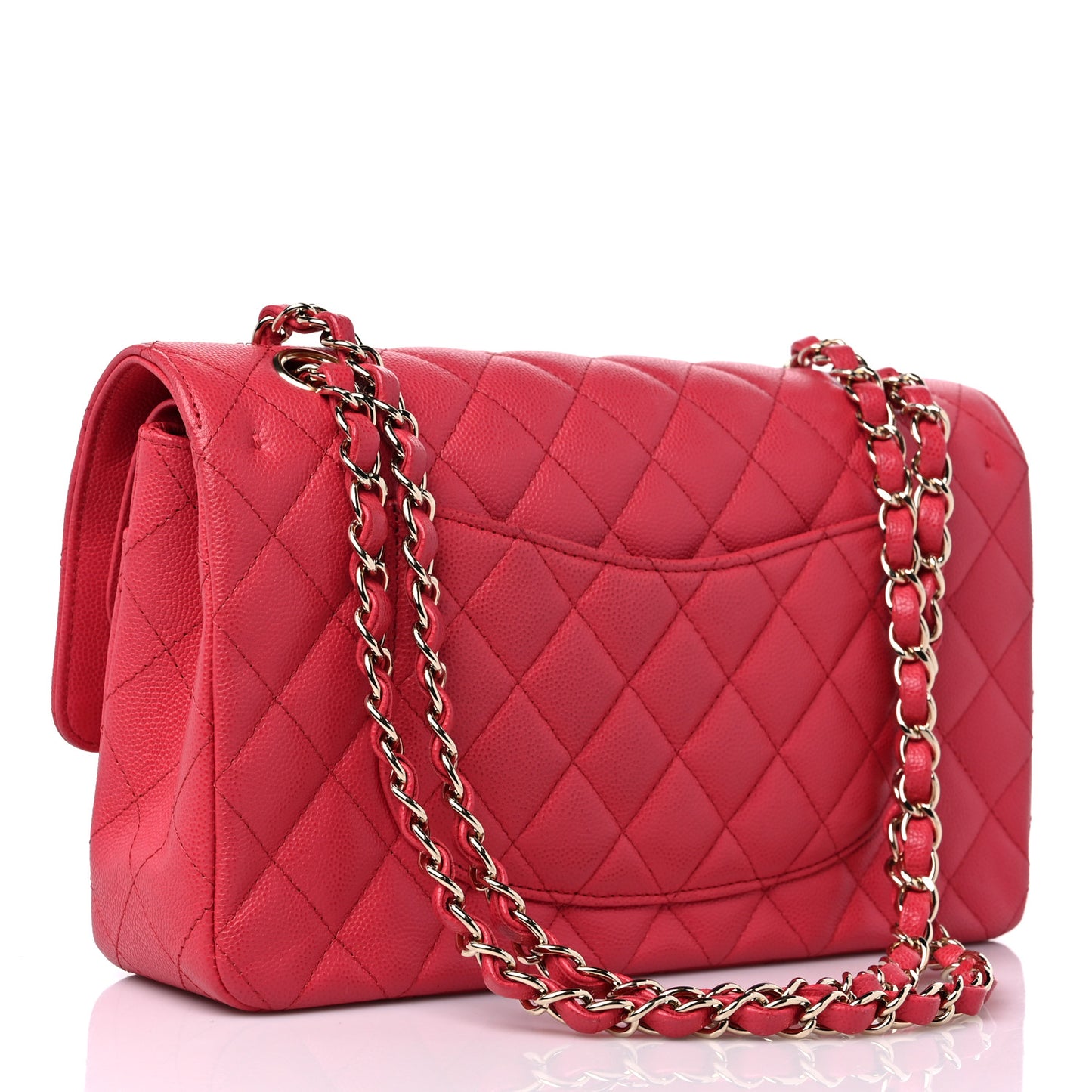 Caviar Quilted Medium Double Flap Pink