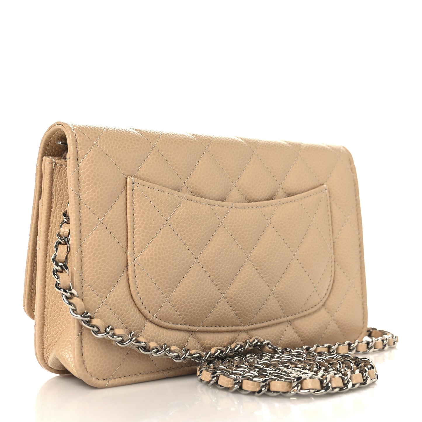 Caviar Quilted Wallet On Chain WOC Beige