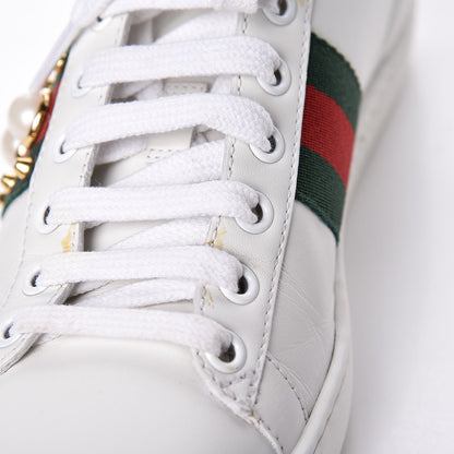 Gucci Calfskin Web Pearl Studded Womens Ace Sneakers 36 White 16 of 22