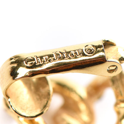 Christian Dior Crystal Infinity Logo Clip On Earrings Gold 4 of 4