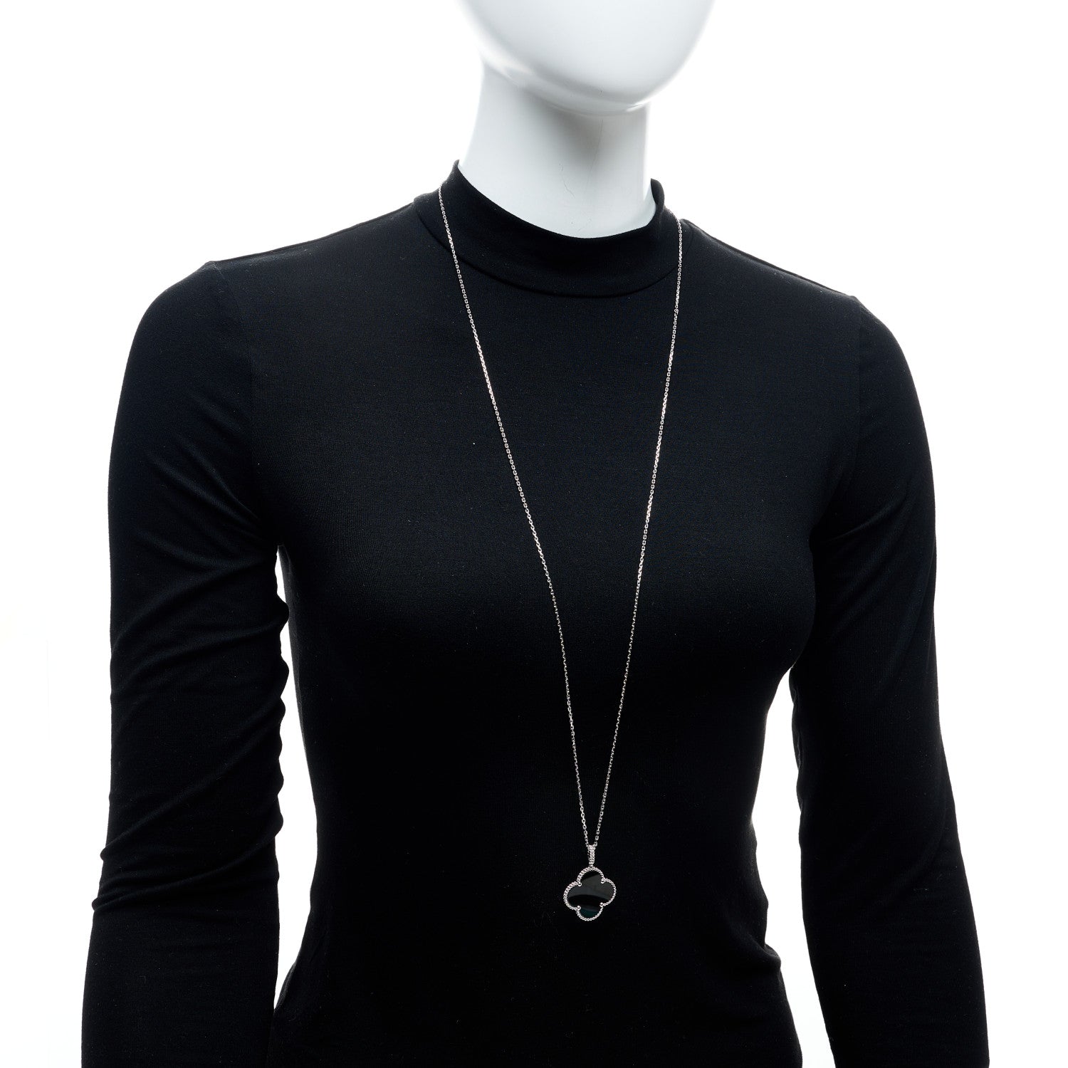 Van Cleef & Arpels 18K White Gold Black Onyx Magic Alhambra Pendant Necklace 3 of 6