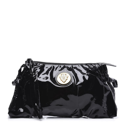 Gucci Patent Large Hysteria Clutch Black 1 of 10