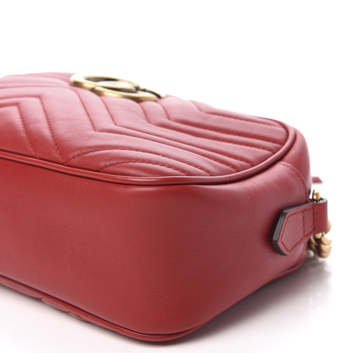 Gucci Calfskin Matelasse Small GG Marmont Chain Shoulder Bag Hibiscus Red 7 of 10