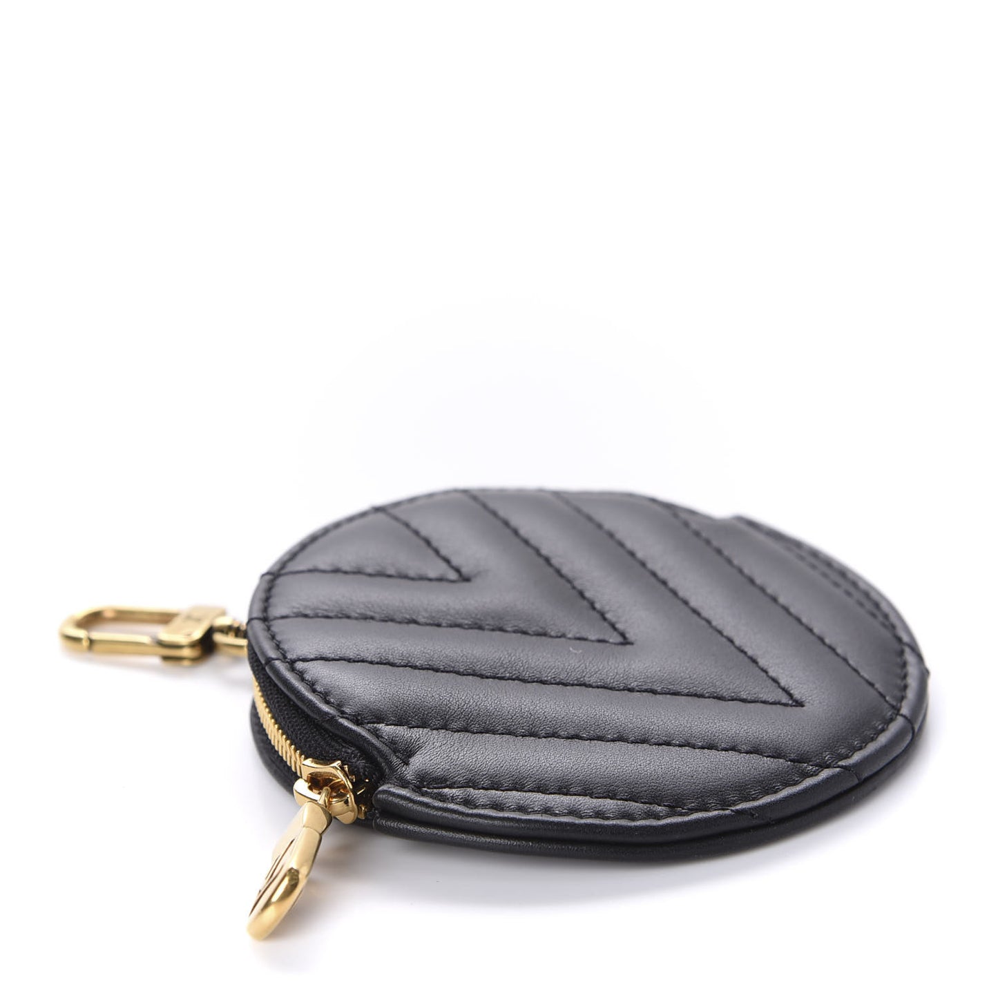 Calfskin New Wave Multi Pochette Round Coin Purse Black