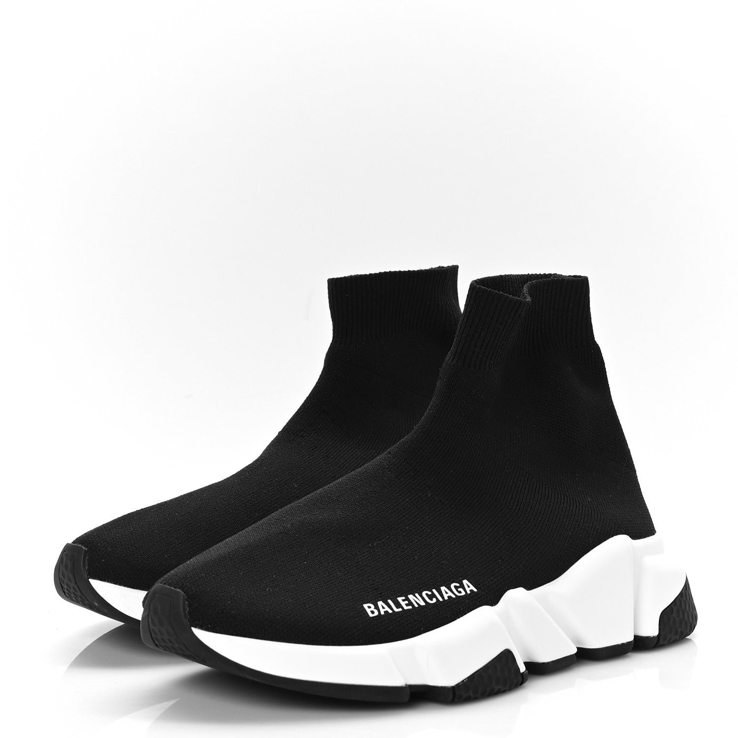 Balenciaga Neoprene Knit Womens Speed Sneakers 35 Black White 3 of 7