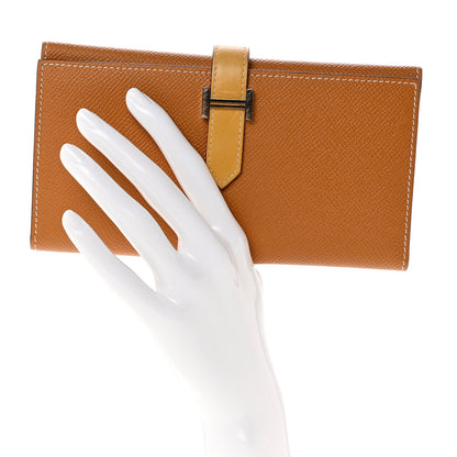 Hermes Epsom Vache Bi-Color Tri-Fold Bearn Wallet Gold Natural 2 of 9