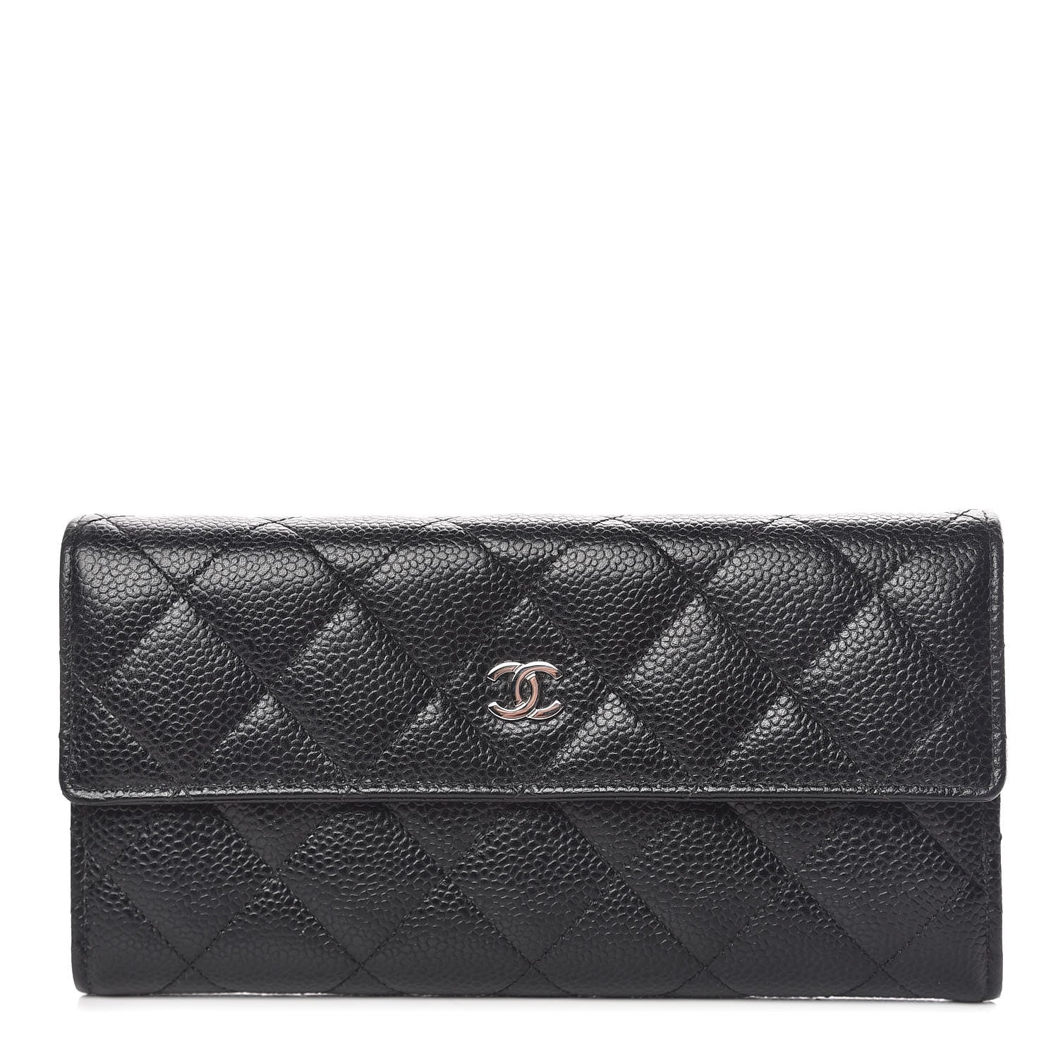 Chanel Caviar Quilted Large Gusset Flap Wallet Black 1 of 9