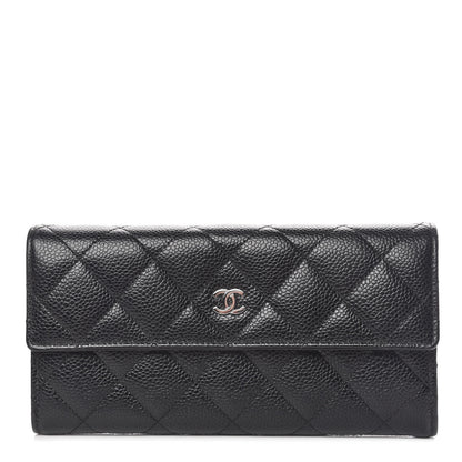 Chanel Caviar Quilted Large Gusset Flap Wallet Black 1 of 9