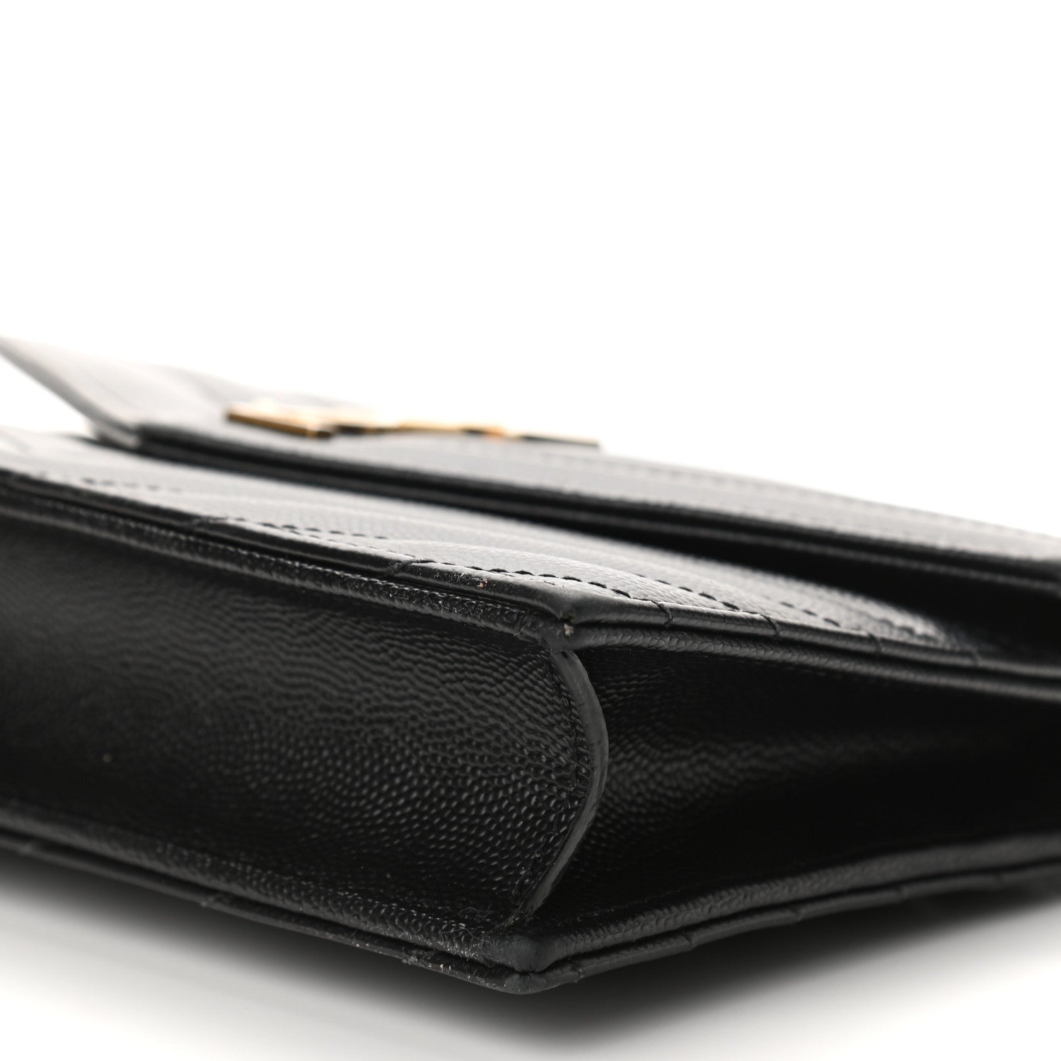 Saint Laurent Grain De Poudre Matelasse Chevron Monogram Envelope Chain Wallet Black 11 of 13